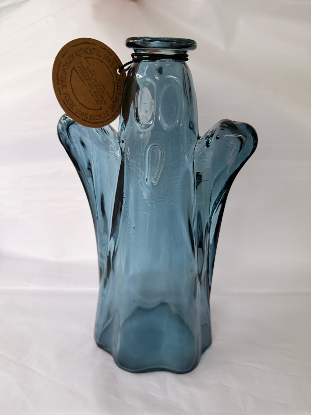 Vidrios San Miguel Blue Recycled Glass ghost Halloween Vase Handmade Spain Art